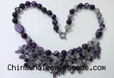 CGN478 21.5 inches chinese crystal & striped agate beaded necklaces