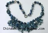 CGN483 21.5 inches chinese crystal & striped agate beaded necklaces