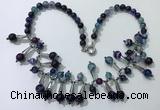 CGN498 21 inches chinese crystal & striped agate beaded necklaces