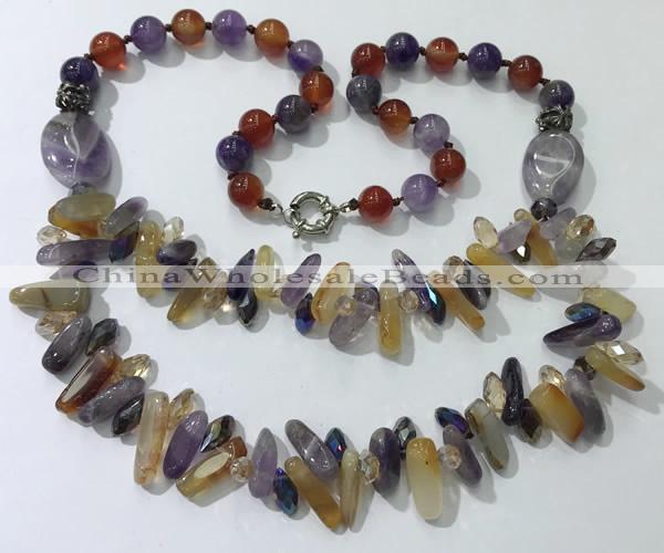 CGN519 23.5 inches chinese crystal & mixed gemstone beaded necklaces