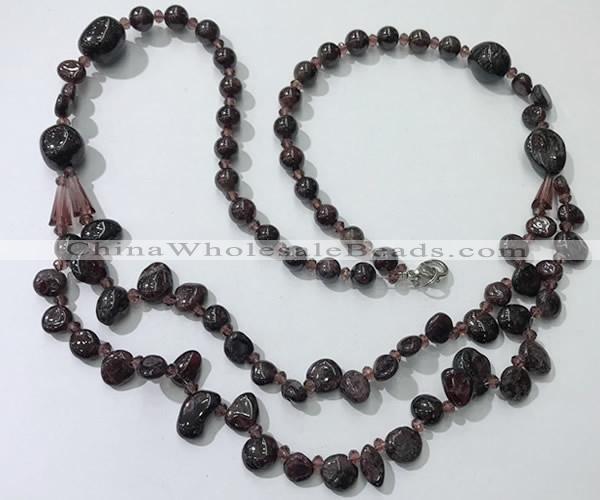 CGN539 27 inches chinese crystal & garnet beaded necklaces