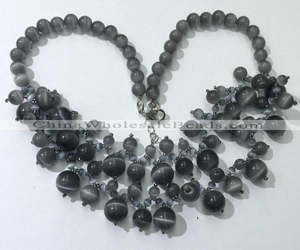 CGN557 19.5 inches stylish 4mm - 12mm cat eye beaded necklaces