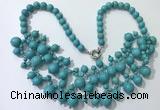 CGN559 19.5 inches stylish 4mm - 12mm imitation turquoise beaded necklaces