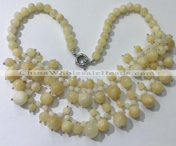 CGN561 19.5 inches stylish 4mm - 12mm yellow jade beaded necklaces