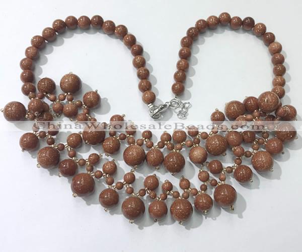 CGN562 19.5 inches stylish 4mm - 12mm goldstone beaded necklaces