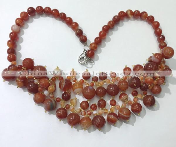 CGN570 19.5 inches stylish 4mm - 12mm striped agate beaded necklaces