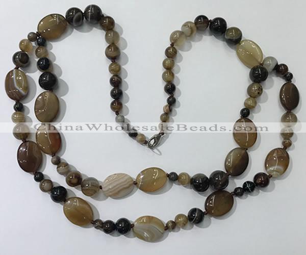 CGN581 23.5 inches striped agate gemstone beaded necklaces