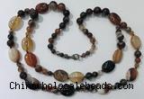 CGN582 23.5 inches striped agate gemstone beaded necklaces