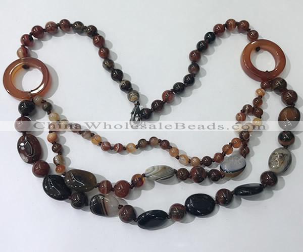 CGN602 23.5 inches striped agate gemstone beaded necklaces