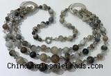 CGN620 24 inches chinese crystal & striped agate beaded necklaces