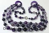 CGN622 24 inches chinese crystal & striped agate beaded necklaces