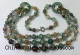 CGN628 24 inches chinese crystal & striped agate beaded necklaces