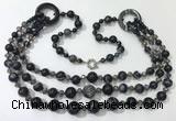 CGN631 24 inches chinese crystal & striped agate beaded necklaces