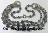 CGN638 24 inches chinese crystal & striped agate beaded necklaces