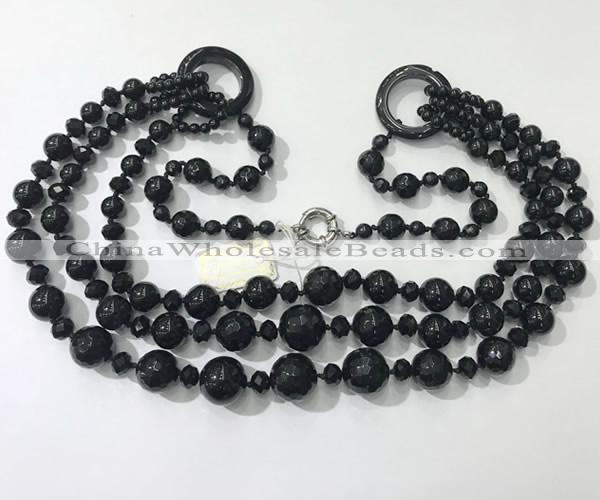 CGN642 24 inches chinese crystal & striped agate beaded necklaces