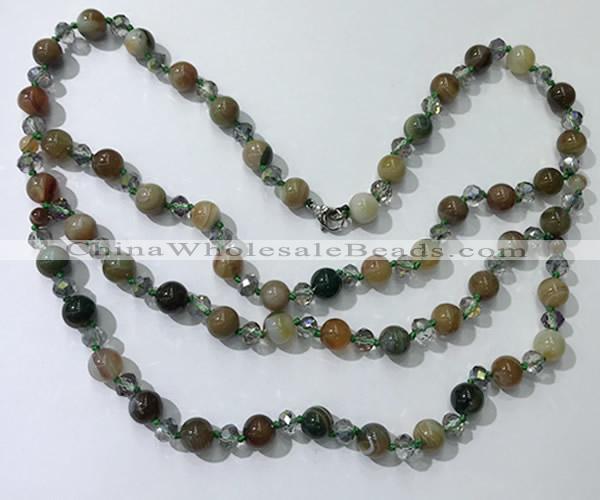 CGN657 22 inches chinese crystal & striped agate beaded necklaces