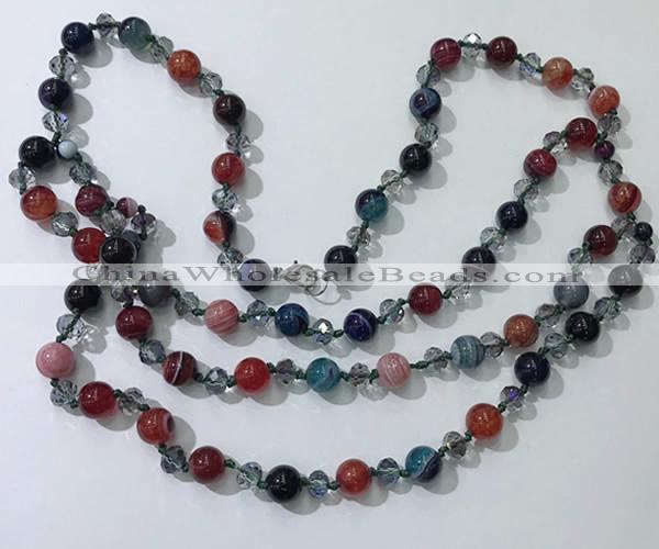 CGN661 22 inches chinese crystal & striped agate beaded necklaces