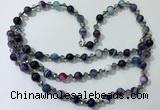 CGN662 22 inches chinese crystal & striped agate beaded necklaces