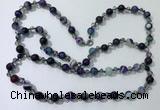 CGN663 22 inches chinese crystal & striped agate beaded necklaces