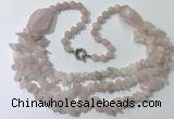 CGN670 22 inches stylish rose quartz beaded necklaces wholesale