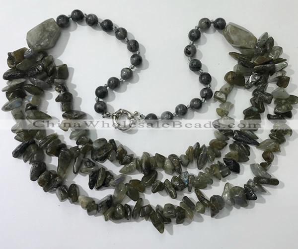 CGN677 22 inches stylish labradorite gemstone beaded necklaces