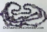 CGN680 23.5 inches chinese crystal & amethyst beaded necklaces