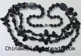 CGN687 23.5 inches chinese crystal & black agate beaded necklaces