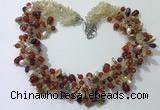CGN716 21.5 inches stylish mixed goldstone beaded necklaces