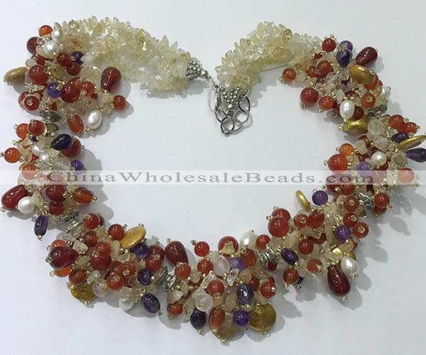 CGN716 21.5 inches stylish mixed goldstone beaded necklaces