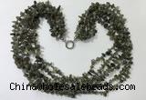 CGN729 19.5 inches stylish 6 rows labradorite chips necklaces