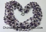 CGN734 19.5 inches stylish 6 rows amethyst & rose quartz chips necklaces