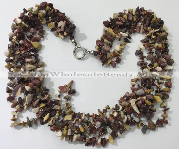 CGN735 19.5 inches stylish 6 rows mookaite chips necklaces