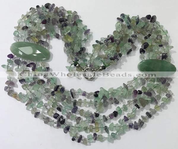CGN760 20 inches stylish 6 rows fluorite chips necklaces