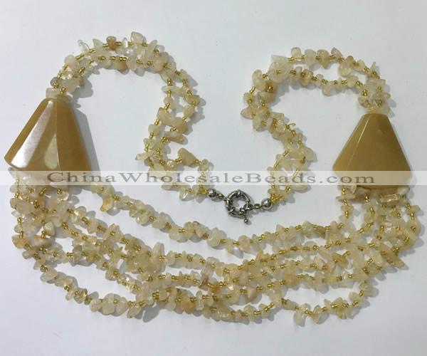 CGN780 23.5 inches stylish citrine gemstone chips necklaces