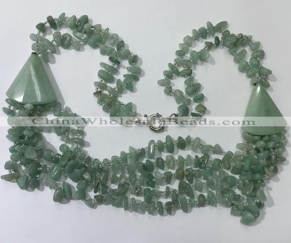 CGN785 23.5 inches stylish green aventurine chips necklaces