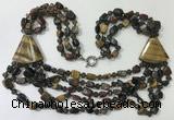 CGN791 23.5 inches stylish mixed tiger eye nuggets necklaces