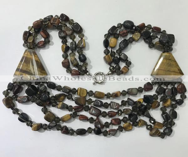 CGN791 23.5 inches stylish mixed tiger eye nuggets necklaces