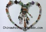 CGN818 19.5 inches chinese crystal & mixed gemstone statement necklaces