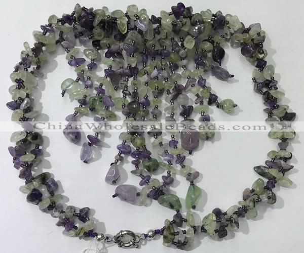 CGN828 20 inches stylish amethyst & prehnite statement necklaces