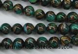 CGO102 15.5 inches 8mm round gold green color stone beads