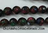 CGO11 15.5 inches 6mm faceted round gold multi-color stone beads