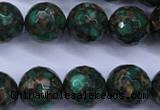 CGO117 15.5 inches 18mm faceted round gold green color stone beads