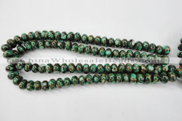 CGO121 15.5 inches 5*8mm rondelle gold green color stone beads