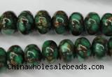 CGO122 15.5 inches 8*12mm rondelle gold green color stone beads