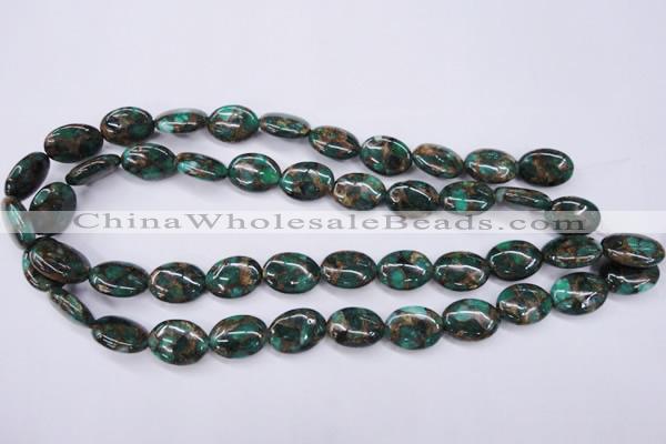 CGO146 15.5 inches 10*14mm oval gold green color stone beads