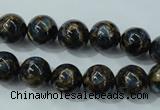 CGO163 15.5 inches 10mm round gold blue color stone beads