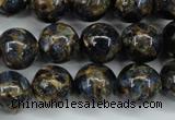 CGO167 15.5 inches 18mm round gold blue color stone beads