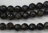 CGO171 15.5 inches 6mm faceted round gold blue color stone beads