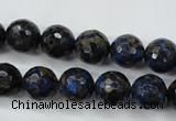 CGO174 15.5 inches 12mm faceted round gold blue color stone beads