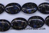 CGO206 15.5 inches 10*14mm oval gold blue color stone beads